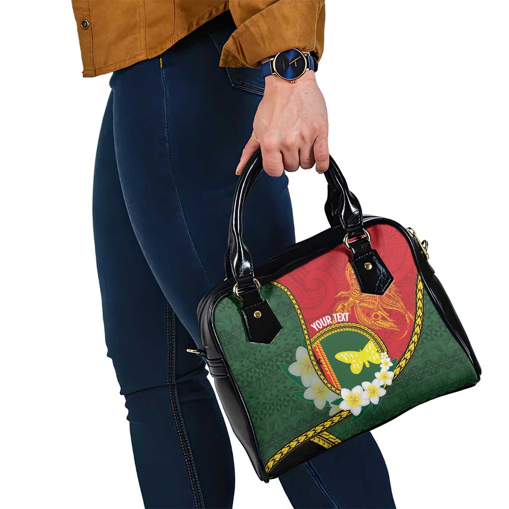 Personalised PNG Oro Provins Shoulder Handbag Papua New Guinea Plumeria Melanesian Pattern - Polynesian Pride