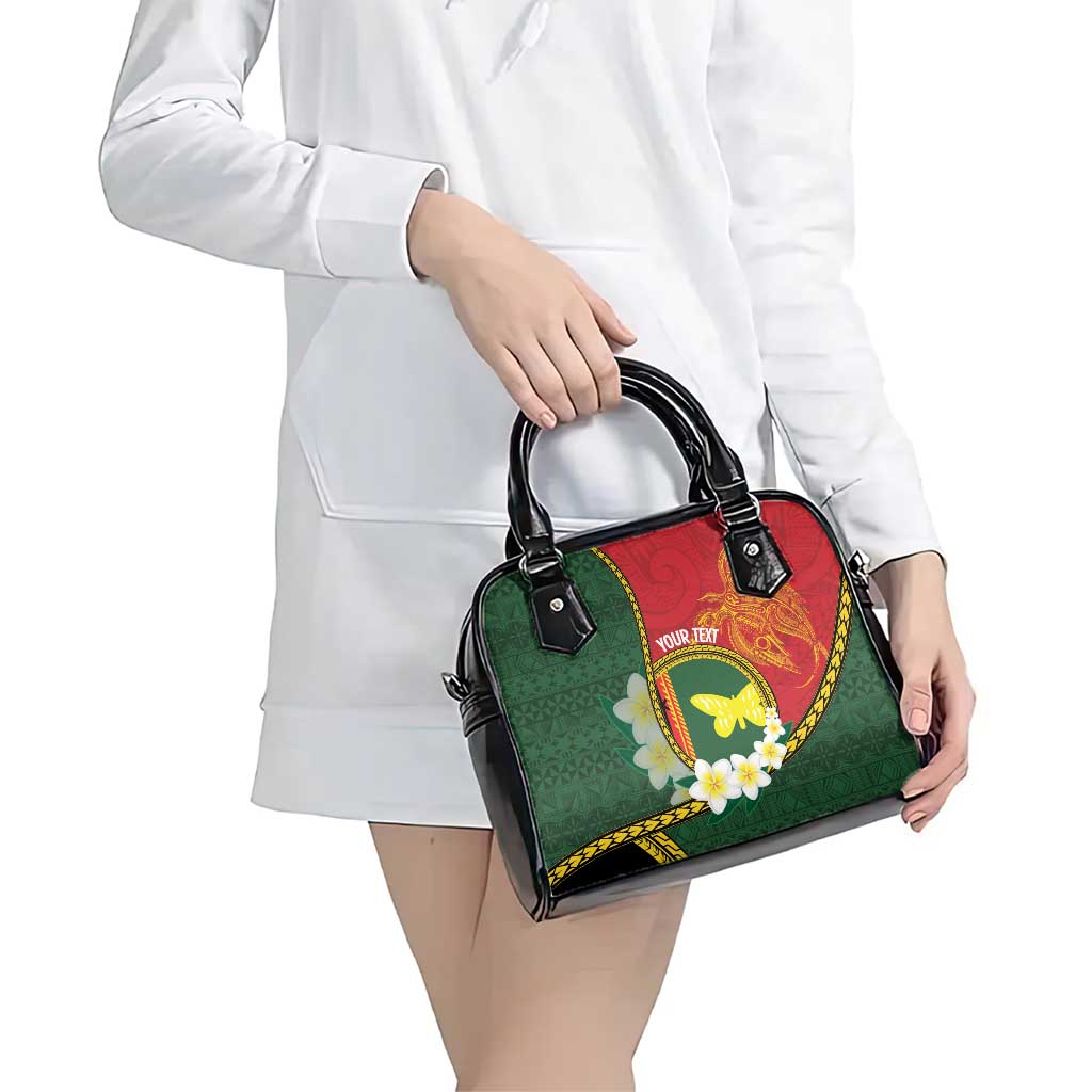 Personalised PNG Oro Provins Shoulder Handbag Papua New Guinea Plumeria Melanesian Pattern - Polynesian Pride