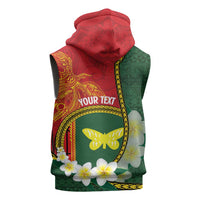 Personalised PNG Oro Provins Sleeveless Hoodie Papua New Guinea Plumeria Melanesian Pattern LT14 - Polynesian Pride