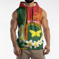 Personalised PNG Oro Provins Sleeveless Hoodie Papua New Guinea Plumeria Melanesian Pattern LT14 - Polynesian Pride