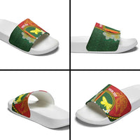 Personalised PNG Oro Provins Slide Sandals Papua New Guinea Plumeria Melanesian Pattern - Polynesian Pride