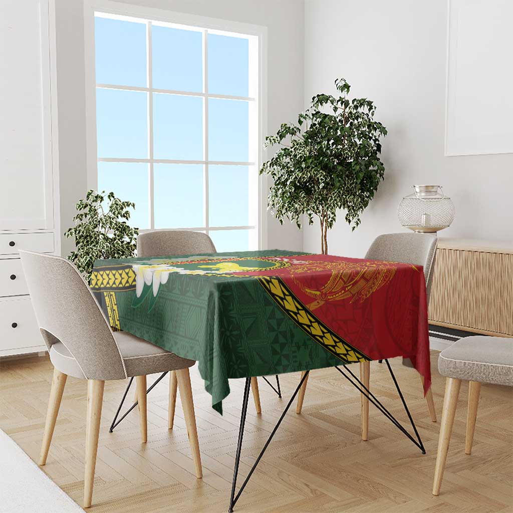 Personalised PNG Oro Provins Tablecloth Papua New Guinea Plumeria Melanesian Pattern - Polynesian Pride