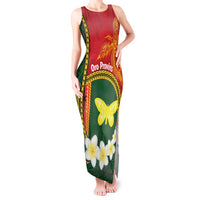 Personalised PNG Oro Provins Tank Maxi Dress Papua New Guinea Plumeria Melanesian Pattern LT14 Women Green - Polynesian Pride