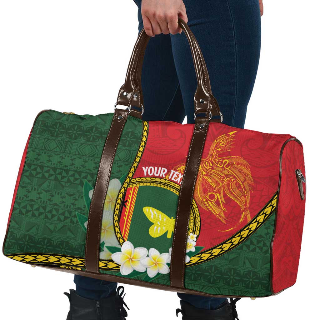 Personalised PNG Oro Provins Travel Bag Papua New Guinea Plumeria Melanesian Pattern LT14 - Polynesian Pride