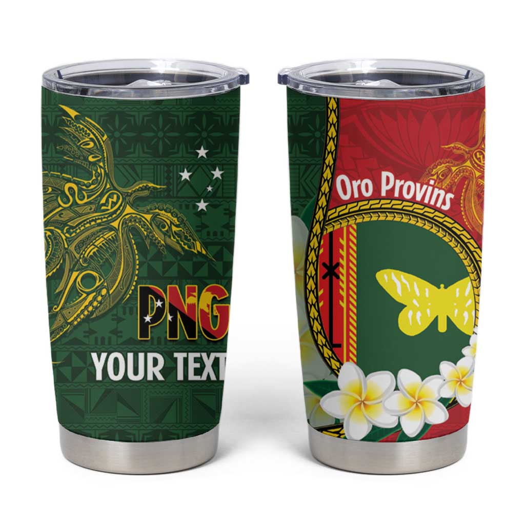 Personalised PNG Oro Provins Tumbler Cup Papua New Guinea Plumeria Melanesian Pattern LT14 Green - Polynesian Pride