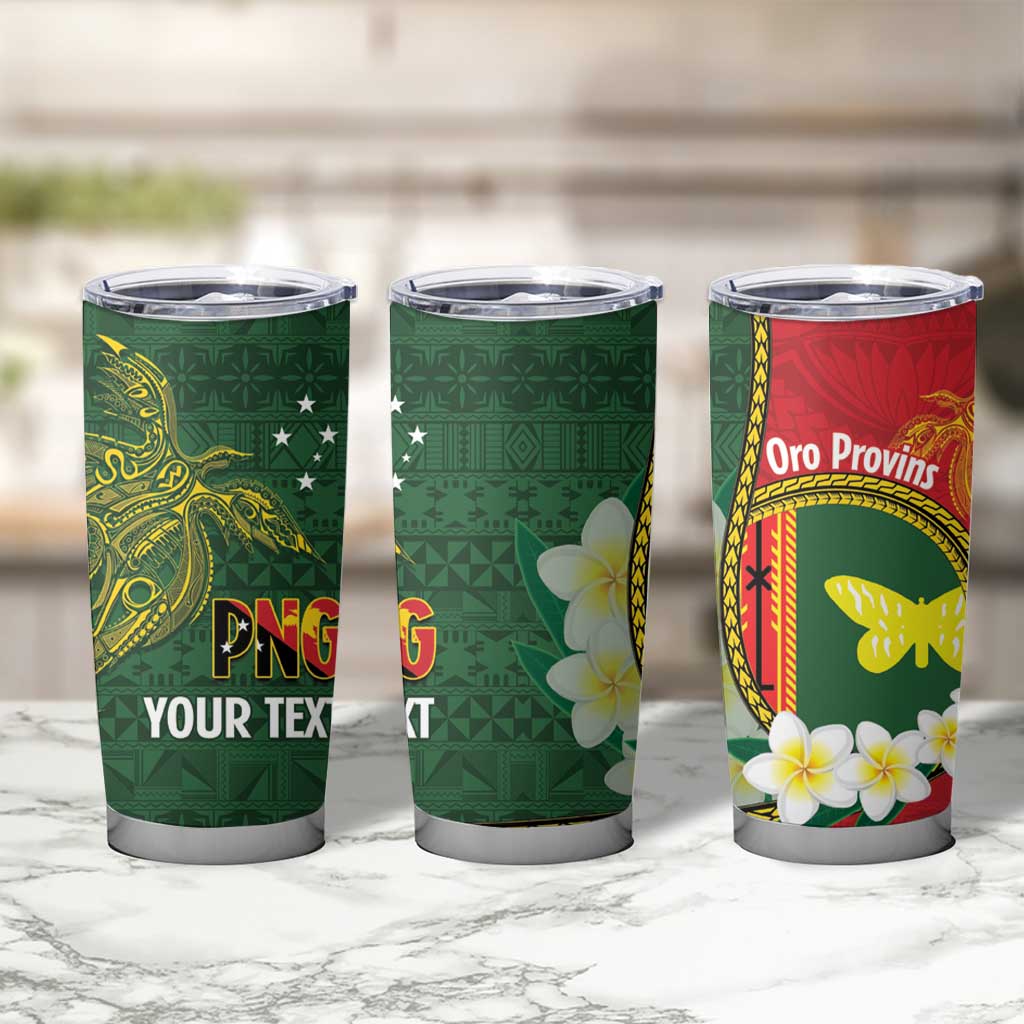 Personalised PNG Oro Provins Tumbler Cup Papua New Guinea Plumeria Melanesian Pattern LT14 - Polynesian Pride