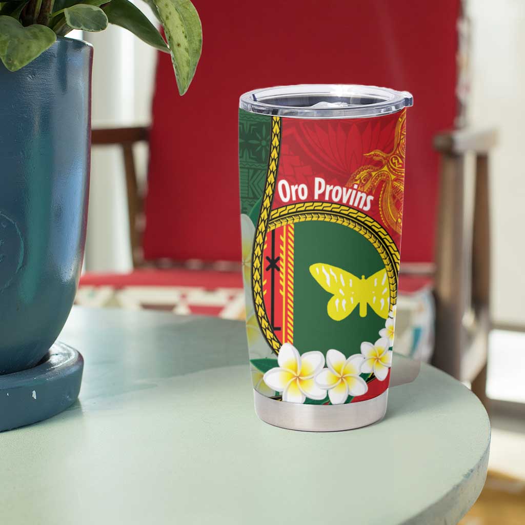 Personalised PNG Oro Provins Tumbler Cup Papua New Guinea Plumeria Melanesian Pattern LT14 - Polynesian Pride