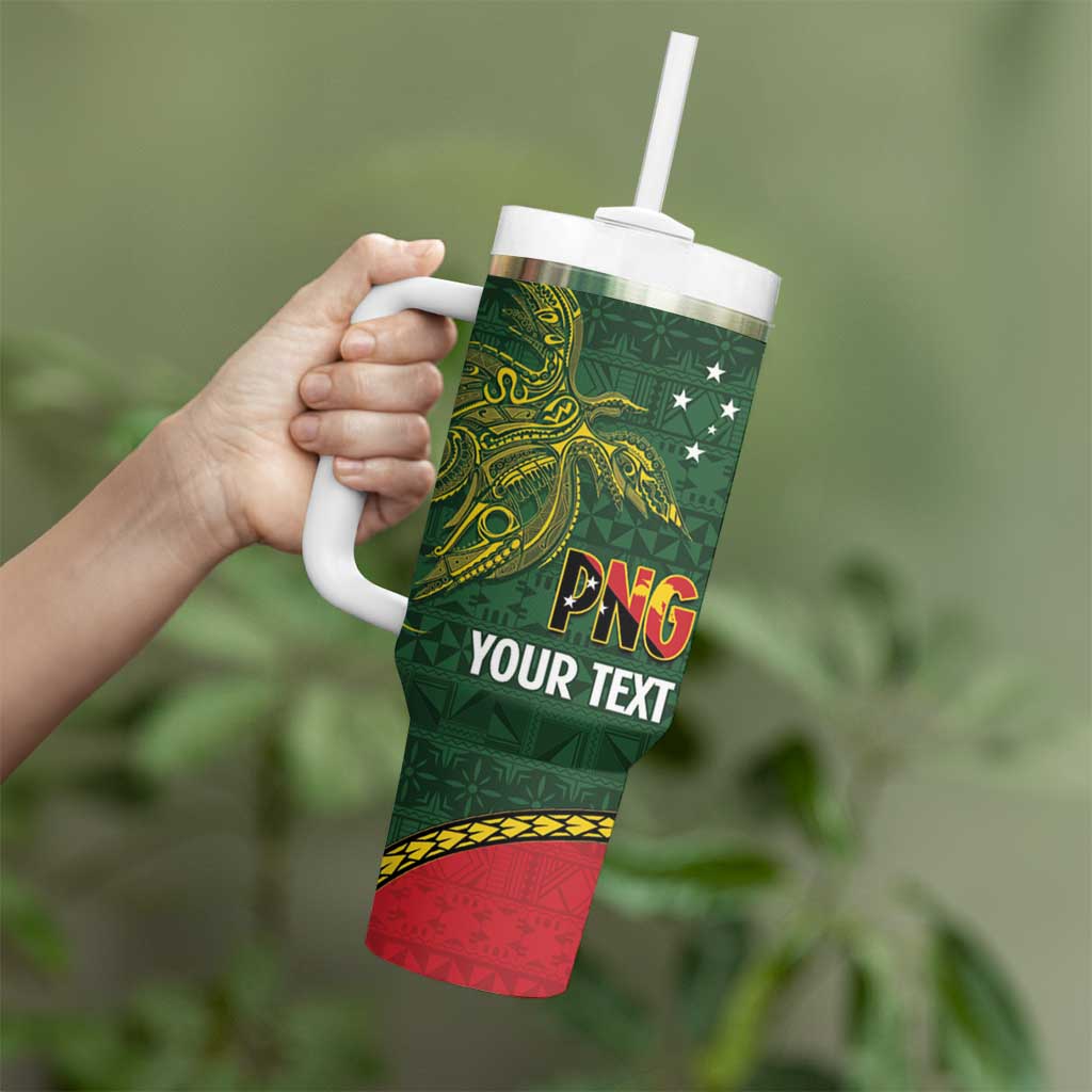 Personalised PNG Oro Provins Tumbler With Handle Papua New Guinea Plumeria Melanesian Pattern - Polynesian Pride