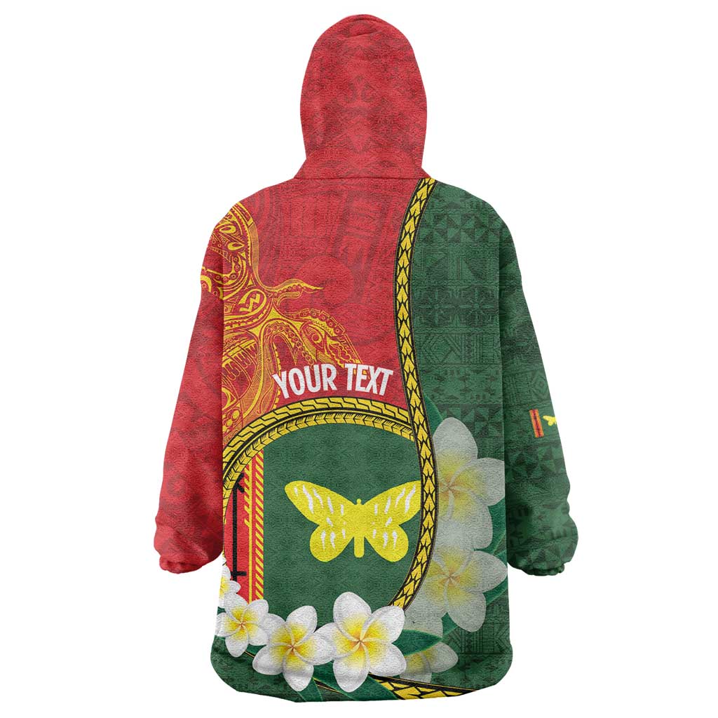 Personalised PNG Oro Provins Wearable Blanket Hoodie Papua New Guinea Plumeria Melanesian Pattern LT14 - Polynesian Pride