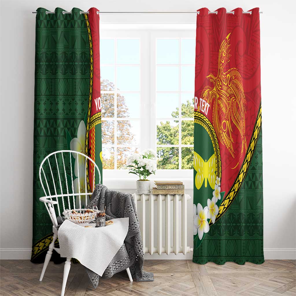 Personalised PNG Oro Provins Window Curtain Papua New Guinea Plumeria Melanesian Pattern - Polynesian Pride