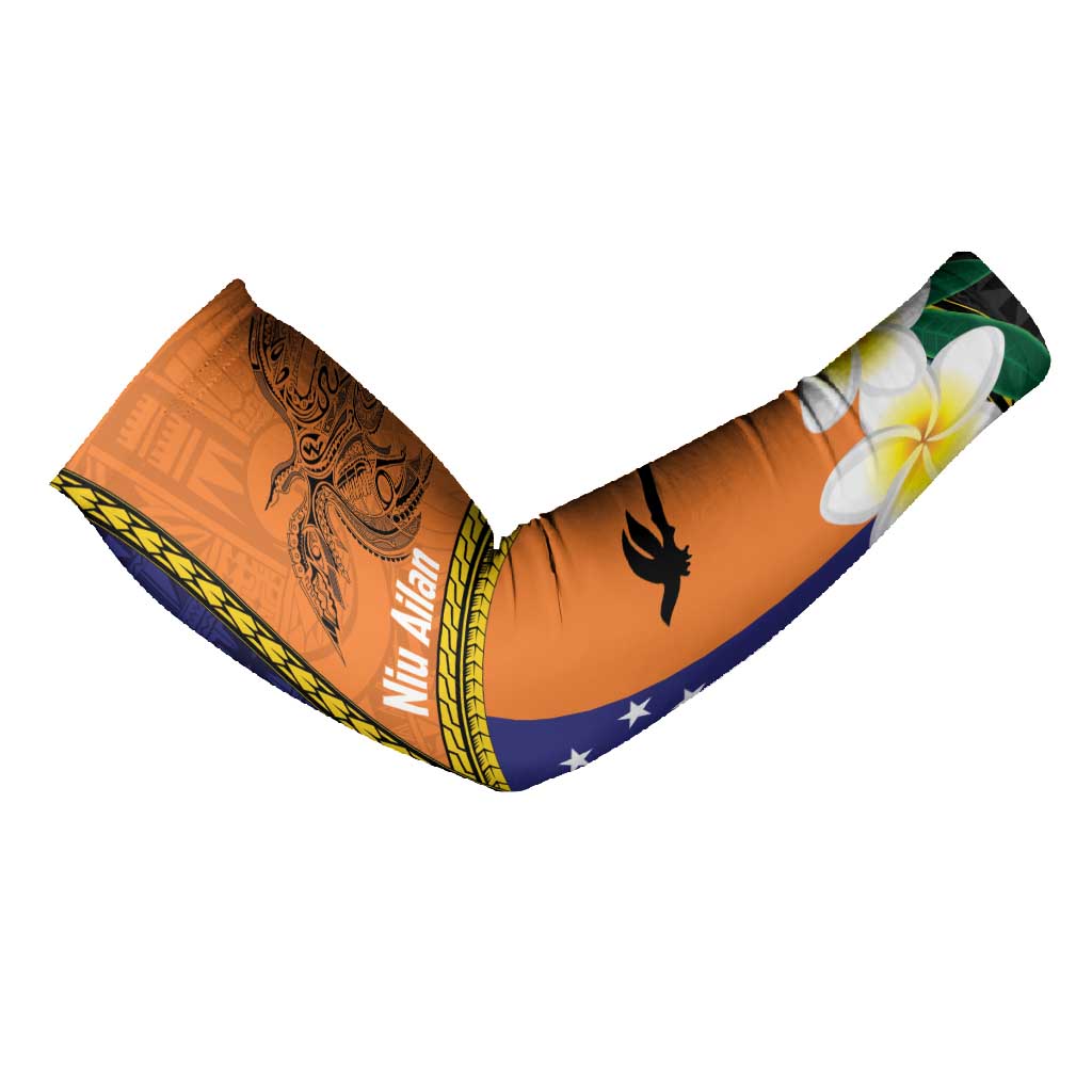 Personalised PNG Niu Ailan Arm Sleeves Papua New Guinea Plumeria Melanesian Pattern LT14 - Polynesian Pride