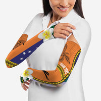 Personalised PNG Niu Ailan Arm Sleeves Papua New Guinea Plumeria Melanesian Pattern LT14 - Polynesian Pride