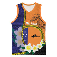 Personalised PNG Niu Ailan Basketball Jersey Papua New Guinea Plumeria Melanesian Pattern LT14 Unisex Orange - Polynesian Pride