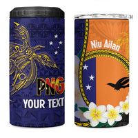 Personalised PNG Niu Ailan 4 in 1 Can Cooler Tumbler Papua New Guinea Plumeria Melanesian Pattern LT14 One Size: 16 oz Orange - Polynesian Pride