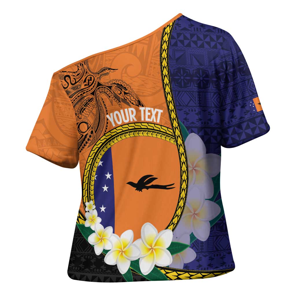 Personalised PNG Niu Ailan Cross Shoulder Shirt Papua New Guinea Plumeria Melanesian Pattern LT14 - Polynesian Pride