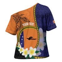 Personalised PNG Niu Ailan Cross Shoulder Shirt Papua New Guinea Plumeria Melanesian Pattern LT14 - Polynesian Pride