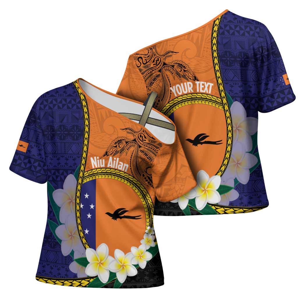 Personalised PNG Niu Ailan Cross Shoulder Shirt Papua New Guinea Plumeria Melanesian Pattern LT14 - Polynesian Pride