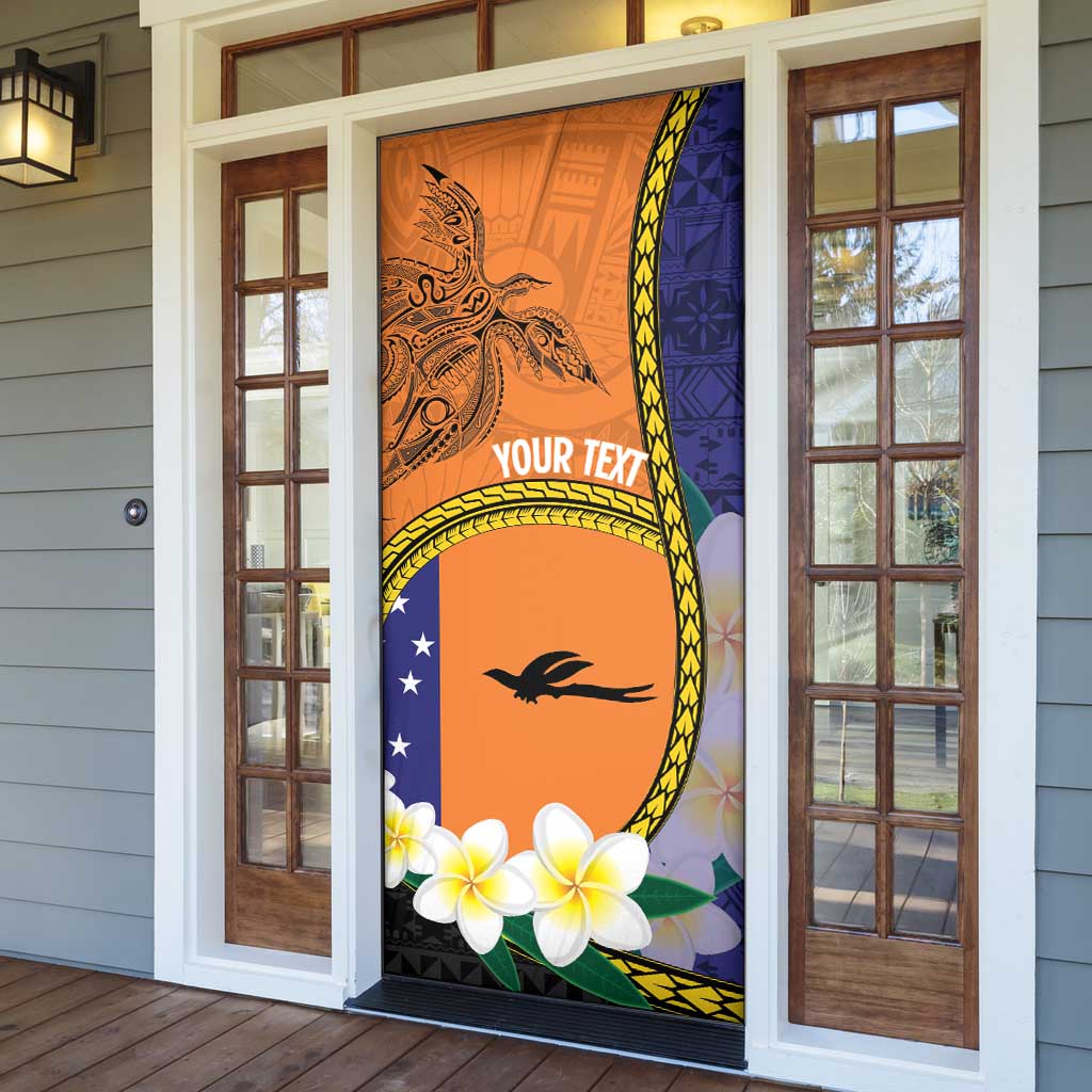 Personalised PNG Niu Ailan Door Cover Papua New Guinea Plumeria Melanesian Pattern LT14 - Polynesian Pride
