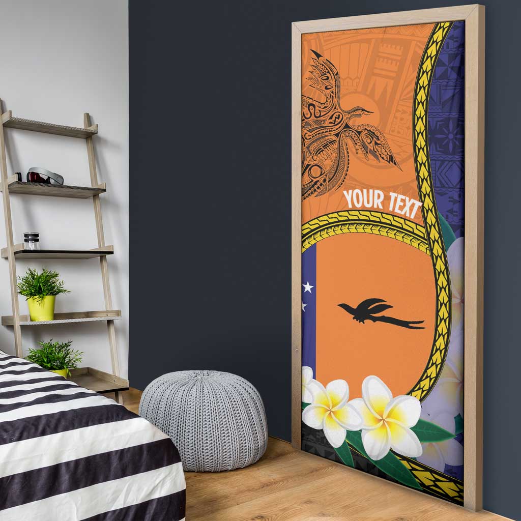 Personalised PNG Niu Ailan Door Cover Papua New Guinea Plumeria Melanesian Pattern LT14 - Polynesian Pride