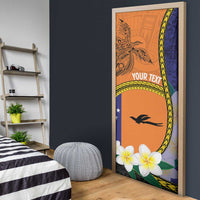 Personalised PNG Niu Ailan Door Cover Papua New Guinea Plumeria Melanesian Pattern LT14 - Polynesian Pride