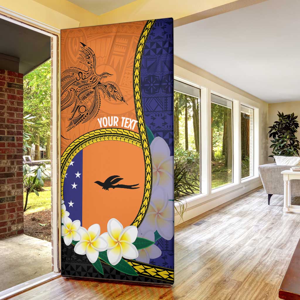 Personalised PNG Niu Ailan Door Cover Papua New Guinea Plumeria Melanesian Pattern LT14 - Polynesian Pride