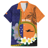 Personalised PNG Niu Ailan Family Matching Off Shoulder Maxi Dress and Hawaiian Shirt Papua New Guinea Plumeria Melanesian Pattern LT14 Dad's Shirt - Short Sleeve Orange - Polynesian Pride