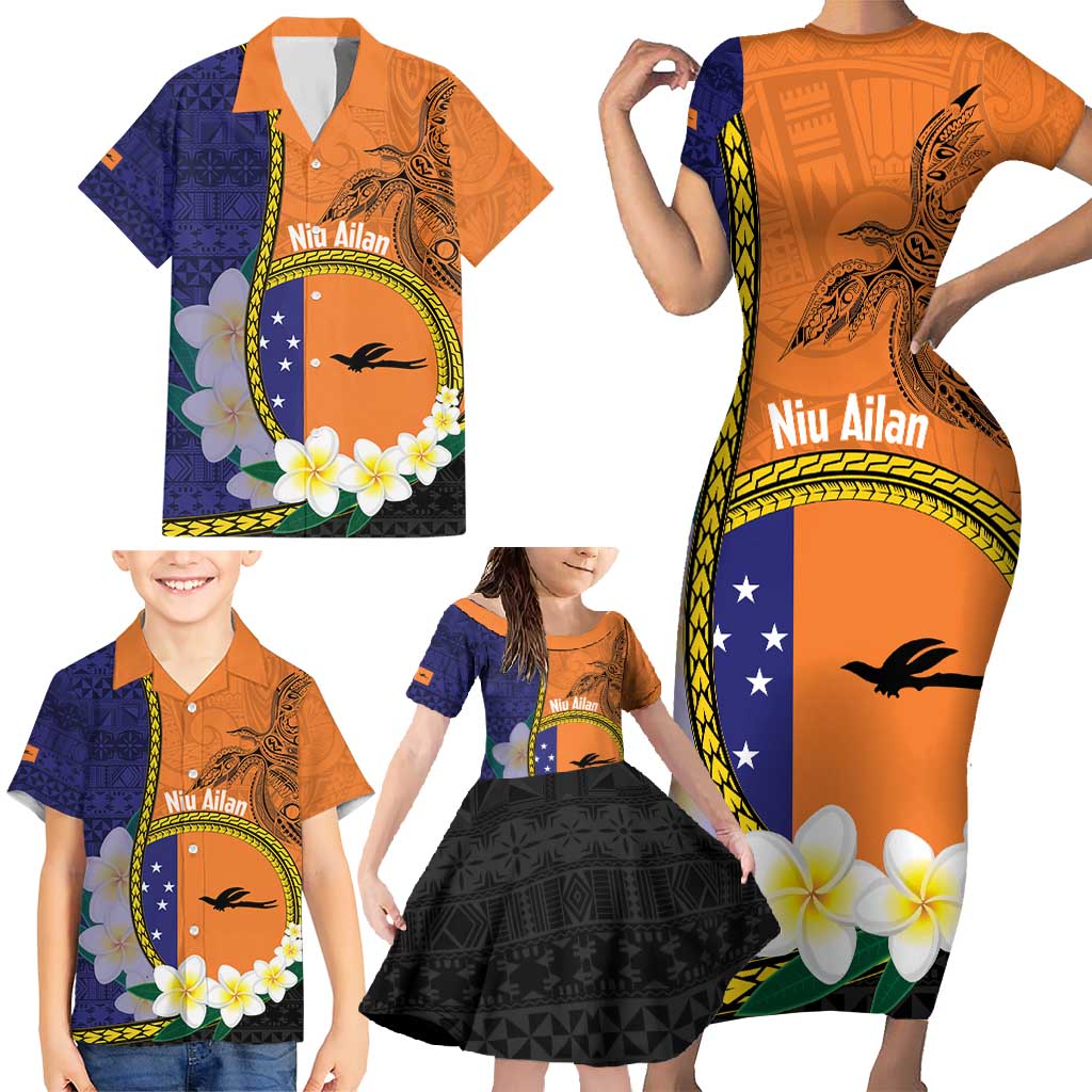Personalised PNG Niu Ailan Family Matching Short Sleeve Bodycon Dress and Hawaiian Shirt Papua New Guinea Plumeria Melanesian Pattern LT14 - Polynesian Pride