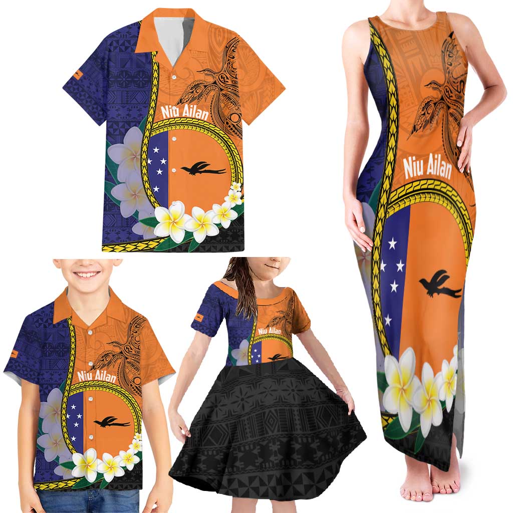 Personalised PNG Niu Ailan Family Matching Tank Maxi Dress and Hawaiian Shirt Papua New Guinea Plumeria Melanesian Pattern LT14 - Polynesian Pride