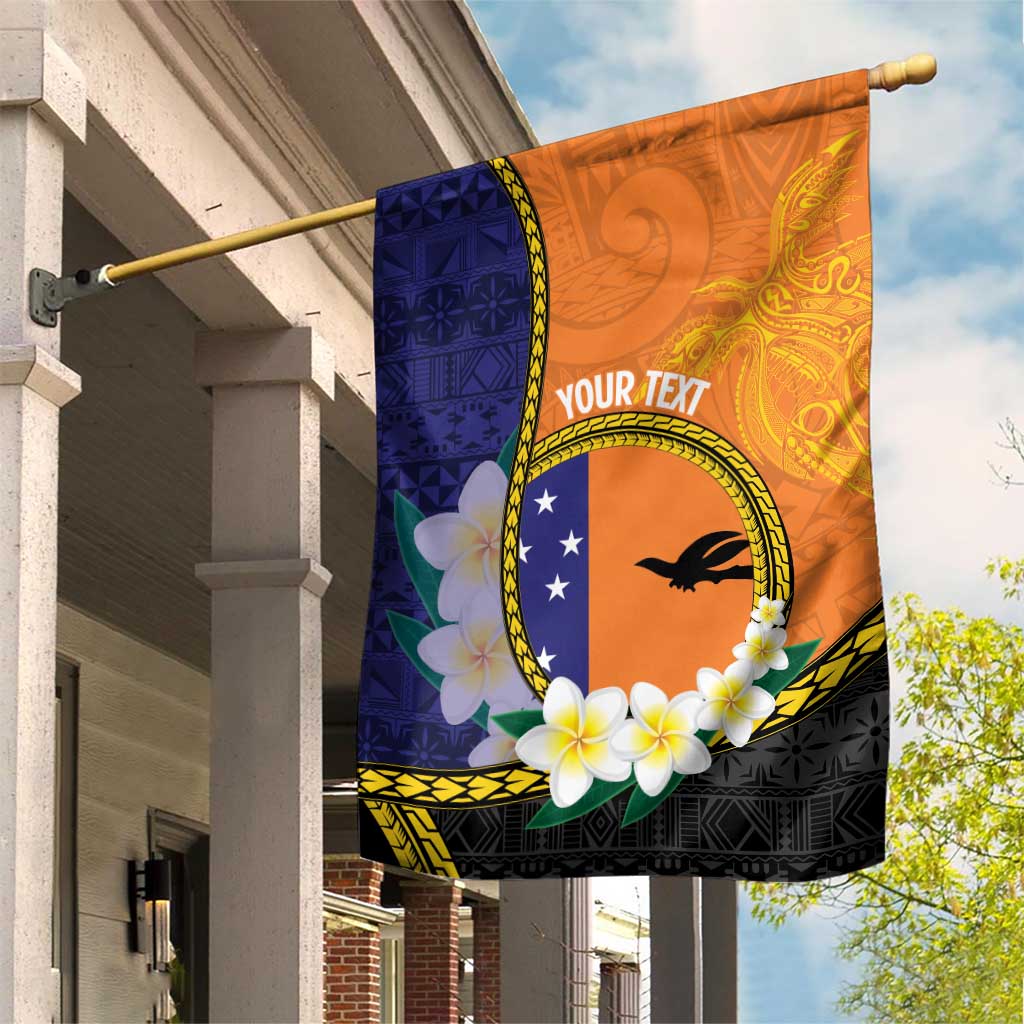 Personalised PNG Niu Ailan Garden Flag Papua New Guinea Plumeria Melanesian Pattern LT14 House Flag Orange - Polynesian Pride