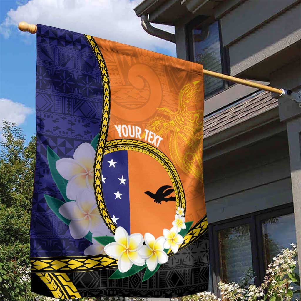 Personalised PNG Niu Ailan Garden Flag Papua New Guinea Plumeria Melanesian Pattern LT14 - Polynesian Pride