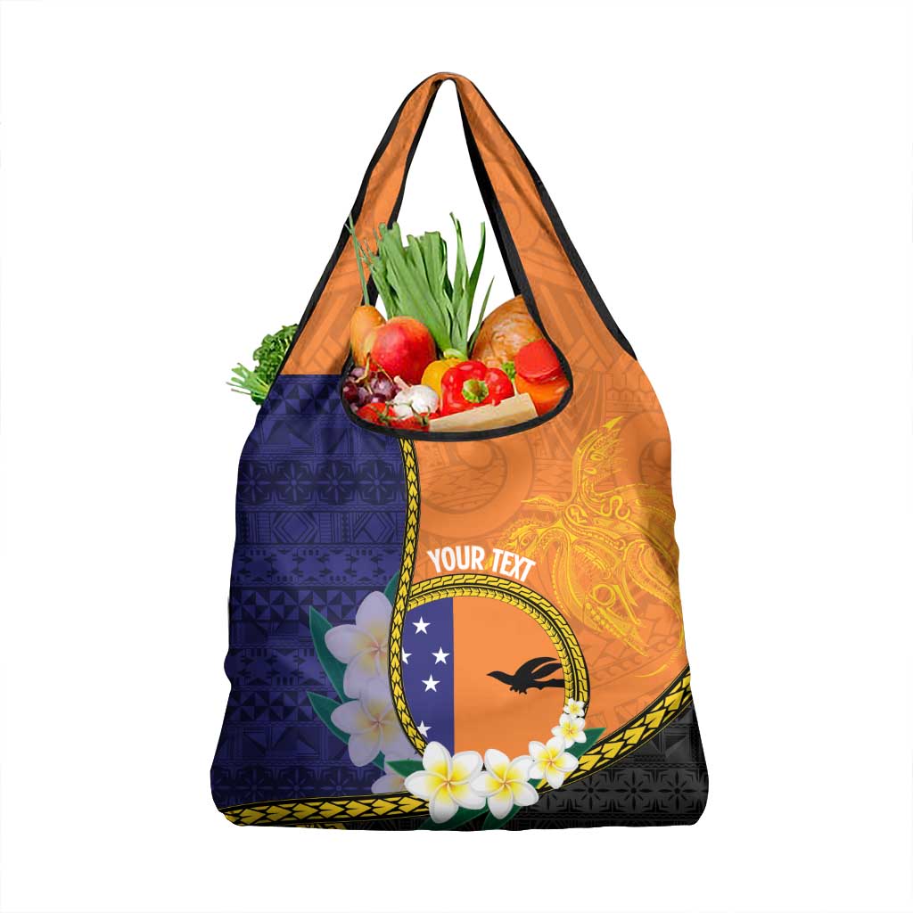 Personalised PNG Niu Ailan Grocery Bag Papua New Guinea Plumeria Melanesian Pattern LT14 1-pack One Size Orange - Polynesian Pride