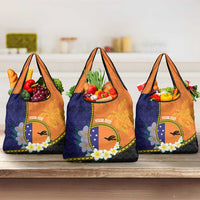 Personalised PNG Niu Ailan Grocery Bag Papua New Guinea Plumeria Melanesian Pattern LT14 3-pack One Size Orange - Polynesian Pride