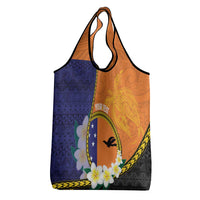 Personalised PNG Niu Ailan Grocery Bag Papua New Guinea Plumeria Melanesian Pattern LT14 - Polynesian Pride