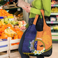 Personalised PNG Niu Ailan Grocery Bag Papua New Guinea Plumeria Melanesian Pattern LT14 - Polynesian Pride