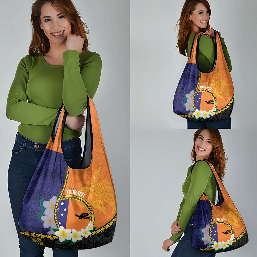 Personalised PNG Niu Ailan Grocery Bag Papua New Guinea Plumeria Melanesian Pattern LT14 - Polynesian Pride