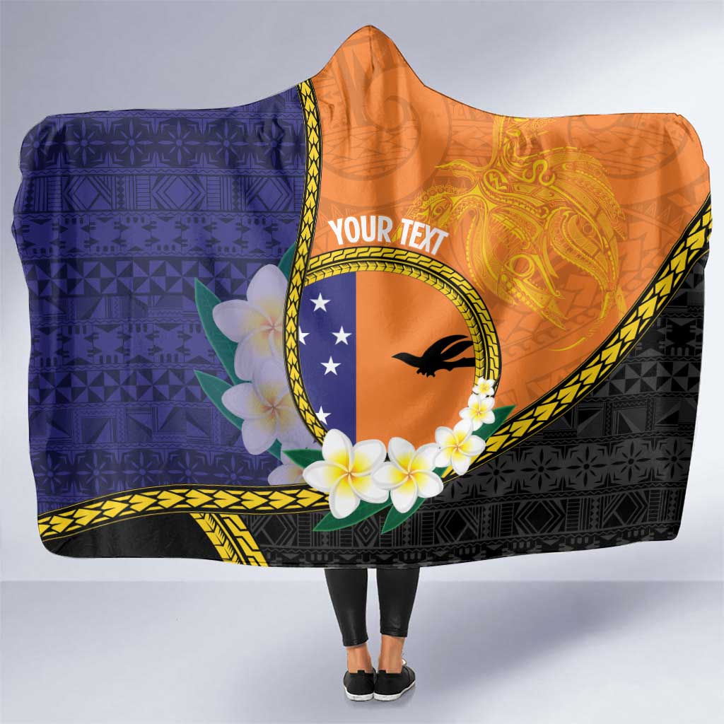 Personalised PNG Niu Ailan Hooded Blanket Papua New Guinea Plumeria Melanesian Pattern LT14 One Size Orange - Polynesian Pride