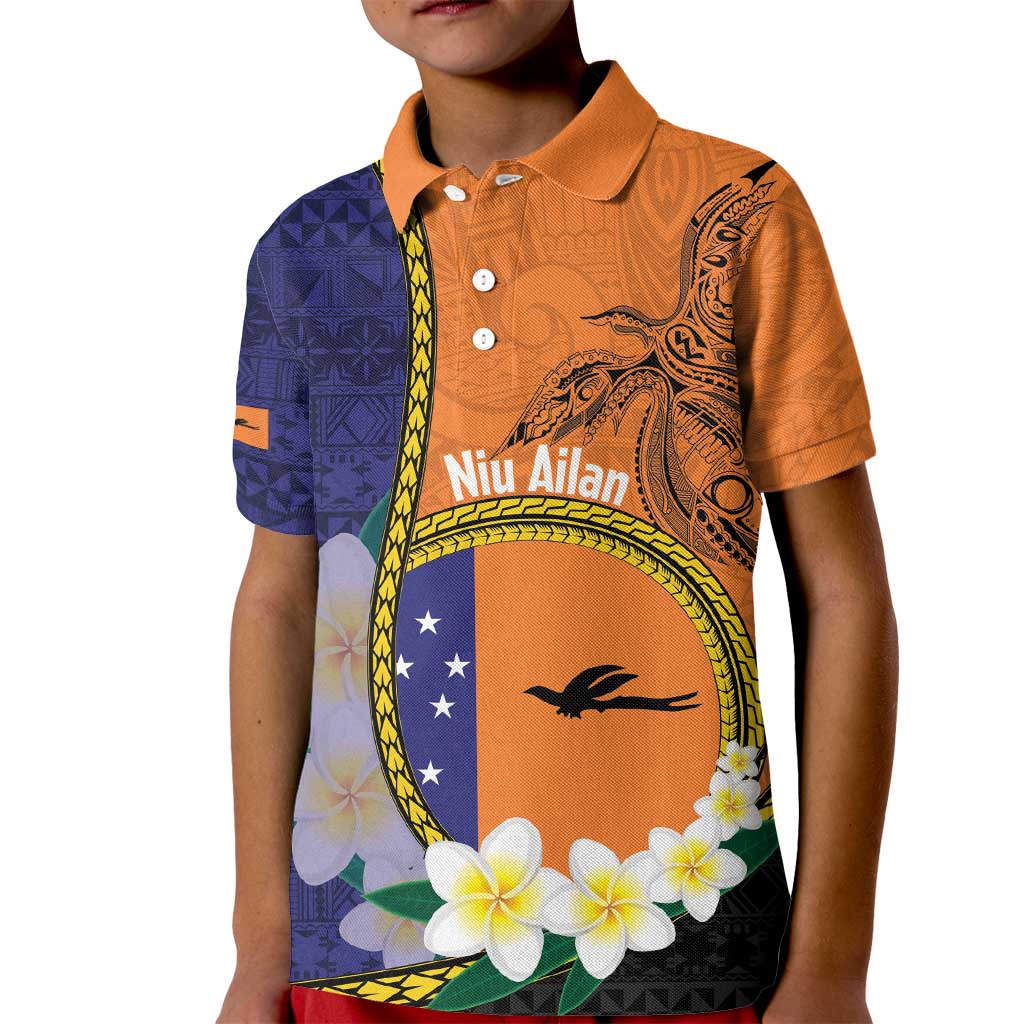 Personalised PNG Niu Ailan Kid Polo Shirt Papua New Guinea Plumeria Melanesian Pattern LT14 Kid Orange - Polynesian Pride