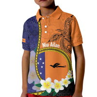 Personalised PNG Niu Ailan Kid Polo Shirt Papua New Guinea Plumeria Melanesian Pattern LT14 Kid Orange - Polynesian Pride