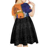 Personalised PNG Niu Ailan Kid Short Sleeve Dress Papua New Guinea Plumeria Melanesian Pattern LT14 - Polynesian Pride