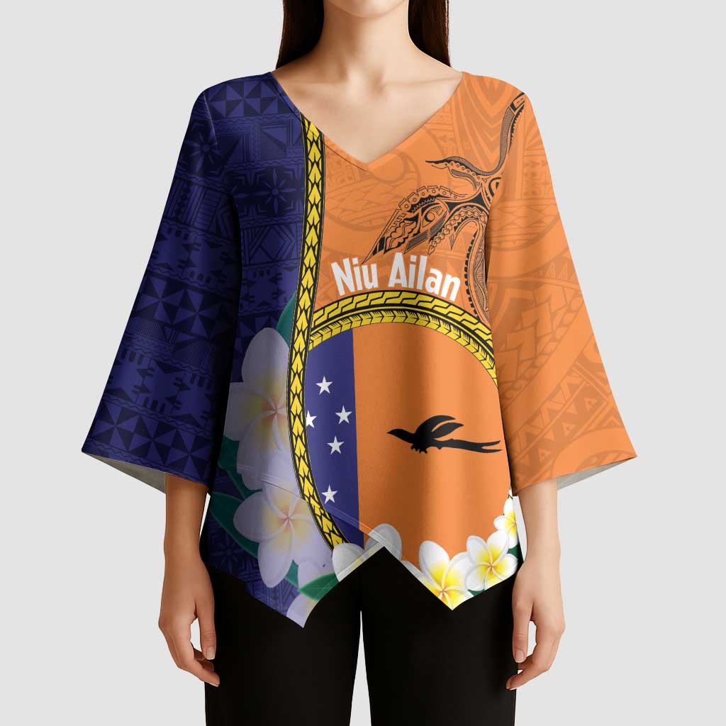 Personalised PNG Niu Ailan Kimono Sleeve Blouse Papua New Guinea Plumeria Melanesian Pattern LT14 - Polynesian Pride