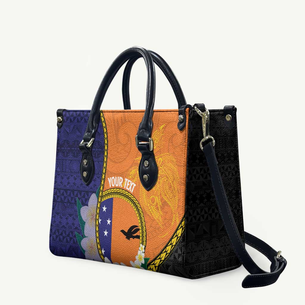 Personalised PNG Niu Ailan Leather Bag Papua New Guinea Plumeria Melanesian Pattern - Polynesian Pride