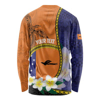 Personalised PNG Niu Ailan Long Sleeve Shirt Papua New Guinea Plumeria Melanesian Pattern LT14 - Polynesian Pride