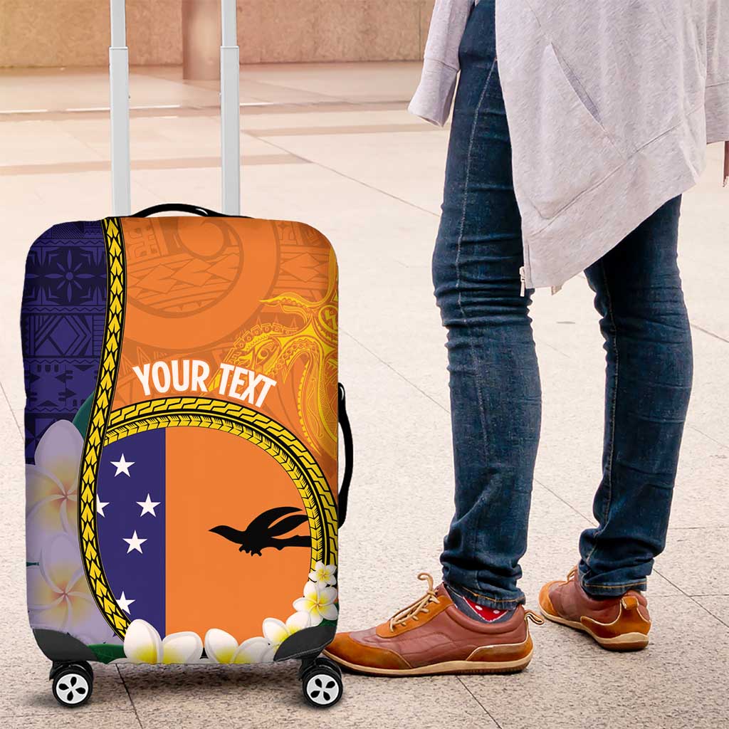 Personalised PNG Niu Ailan Luggage Cover Papua New Guinea Plumeria Melanesian Pattern LT14 Orange - Polynesian Pride