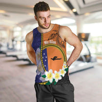 Personalised PNG Niu Ailan Men Tank Top Papua New Guinea Plumeria Melanesian Pattern LT14 Orange - Polynesian Pride