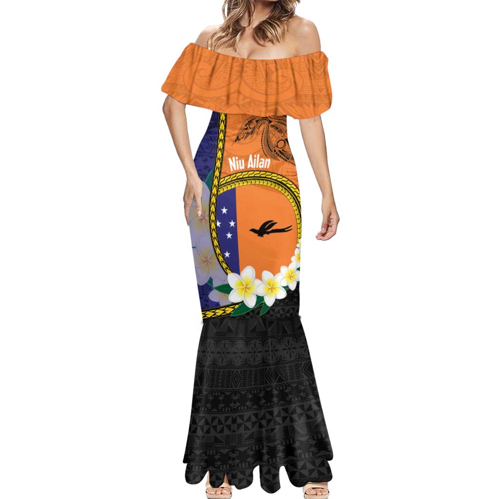 Personalised PNG Niu Ailan Mermaid Dress Papua New Guinea Plumeria Melanesian Pattern LT14 - Polynesian Pride