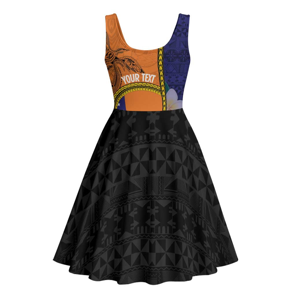 Personalised PNG Niu Ailan Midi Dress Papua New Guinea Plumeria Melanesian Pattern LT14 - Polynesian Pride