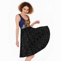 Personalised PNG Niu Ailan Midi Dress Papua New Guinea Plumeria Melanesian Pattern LT14 - Polynesian Pride