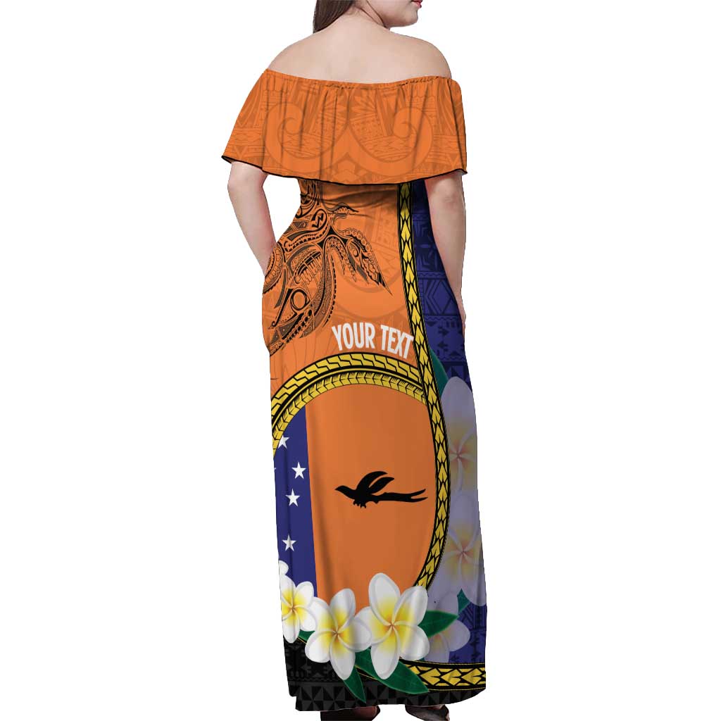 Personalised PNG Niu Ailan Off Shoulder Maxi Dress Papua New Guinea Plumeria Melanesian Pattern LT14 - Polynesian Pride