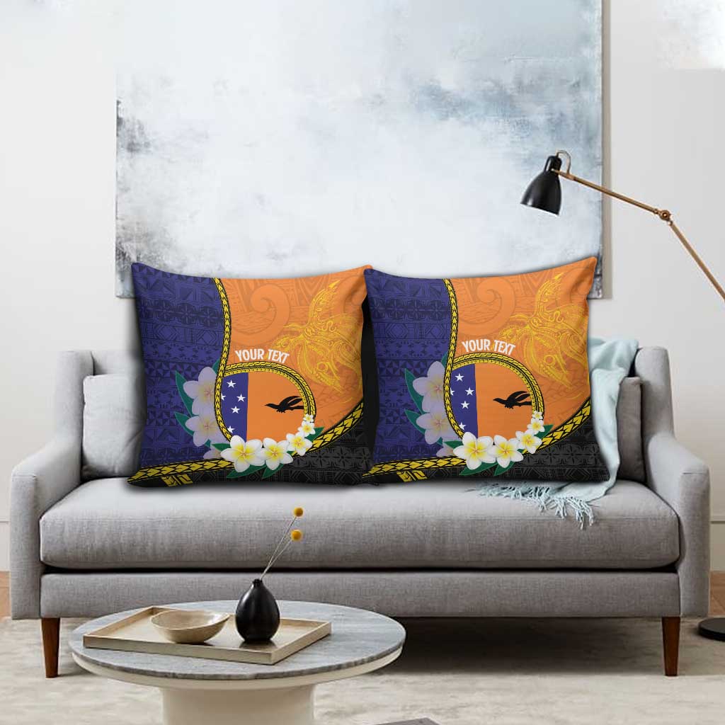 Personalised PNG Niu Ailan Pillow Cover Papua New Guinea Plumeria Melanesian Pattern - Polynesian Pride