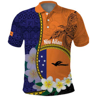 Personalised PNG Niu Ailan Polo Shirt Papua New Guinea Plumeria Melanesian Pattern LT14 Orange - Polynesian Pride